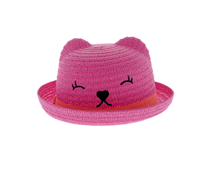 Girls Round Hat Popup Ears + Embroidery -  24 CM DIA