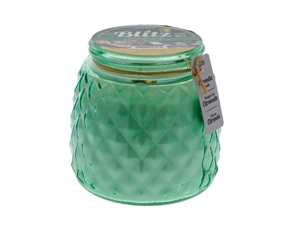 Citronella Candle In Embossed Glass Jar - 9cmx12cm