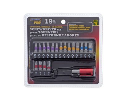 Color Coded Screwdriver Bit Set, 19Pk - Assorted