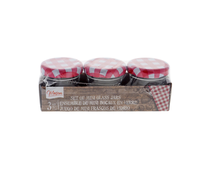 Mini Mason Jars With Checkered Lid, 3pc - 3 PK/20 mL