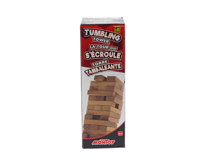 Toy Wood Tower Building Game - 8 X 8 X 25.7 CM