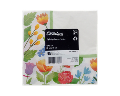 Watercolor Floral Print Napkins, 48pc - 32.7cmx32.7cm