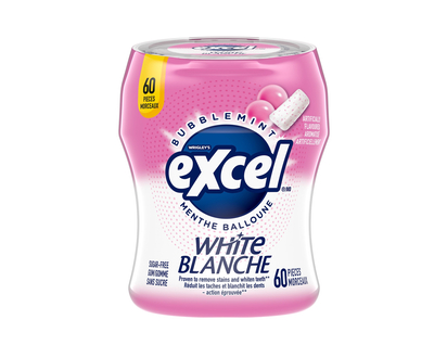 EXCEL WHITE Bubblemint Gum Pellet Bottle - 60ct