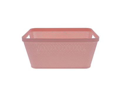 Crochet Look Rectangular Plastic Basket - 29.5 X 23 X 13.5 CM