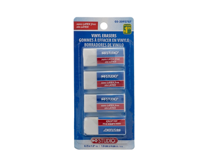 Mini Vinyl White Erasers, 4pc - 4 pk