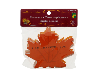 Tksgiving-Maple Leaf Place Cards, 20pc - 20 ct