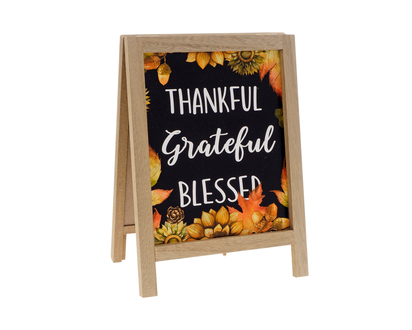 Thanksgiving-Scripted Easel Chalkboard - 9.8"X7"X0.98"