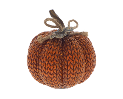 Tksgiving-Knit Look Decorative Pumpkin - 12.5 CM DIA X 13.2 CM HT