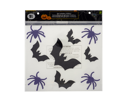 Halloween-Bat Gel Window Stickers, 9pc - 10pk