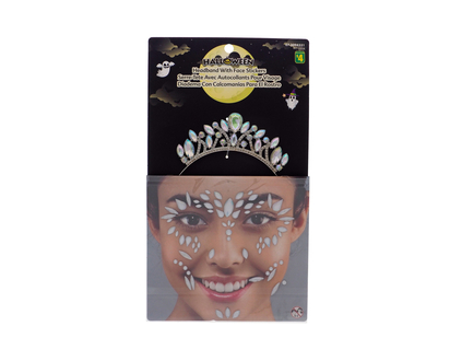 Bandeau avec feuille de strass p/visage - 2mcx