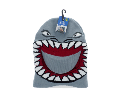 Kid's Flat Knit Shark Jacquard Balaclava - 28X21CM
