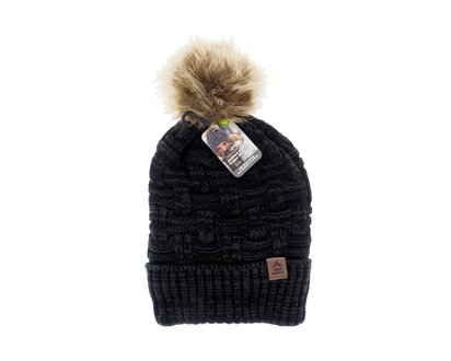 Ladies Melange Knitted Tuque W/ Lining - 26X20CM