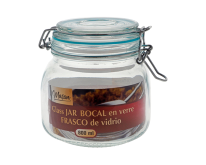 Bocal carré en verre hermétique - 800 mL