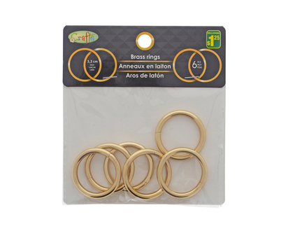 Craft Brass Rings, 6pc - Small,Medium,Large