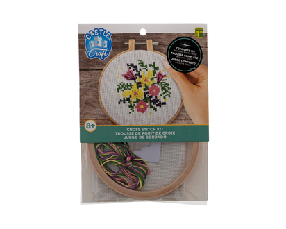 Mini Cross Stitch Kit & Plastic Hoop - 12.5cm