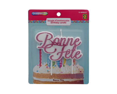 Bougie scintillante sur pic - Bonne Fête - 10.5cmx6.2cmx1cm