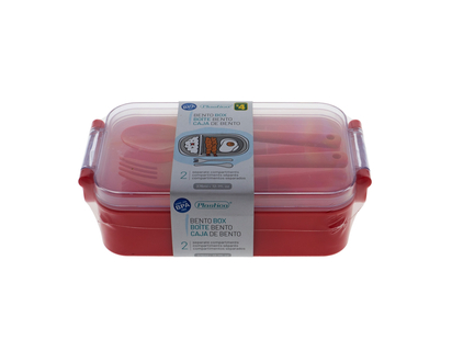 Boîte bento en plastique avec ustensile - 376 ML/ 12.7 OZ