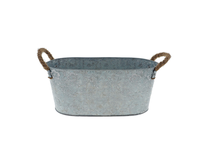 Oval Shape Galvanized Flower Pot, 106pc - 29cmx14.5cm/24.7cmx12cm
