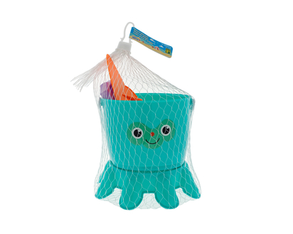 Octopus Beach Bucket With Sand Tools - 15CM x 13.6CM