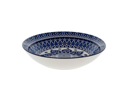 Vintage Blue Design Ceramic Soup Bowl - 8"