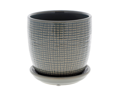 Ceramic Flower Pot With Saucer - 12.7 X 13 CM
