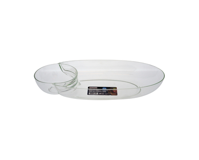 Oval Clear Plastic Chip & Dip Platter - 2.74L/ 92.65 OZ