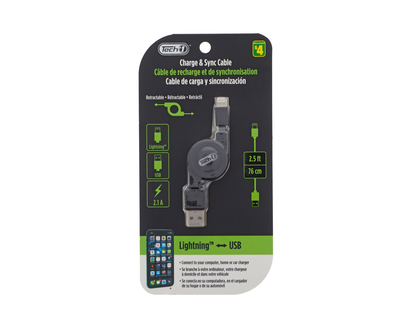 Retractable Lightning To USB Cable - 30"