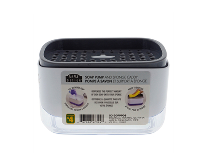 Pompe à savon en plastique&porte-éponge - 14x9.8x8.3CM