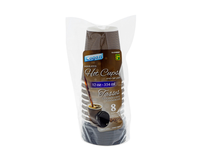 Cardboard Corrugated Coffee Cups, 8pc - 8pk/12oz