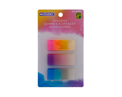 Ombre Colored Erasers, 3pc - 3 pk