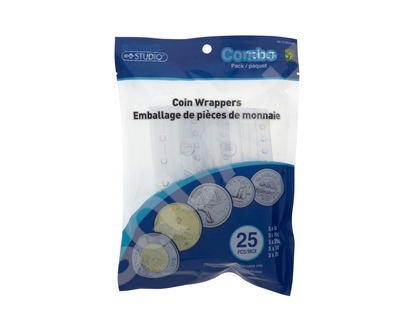 Plastic Coin Wrappers Assorted, 25pc - 25 PK
