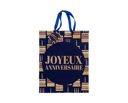 Grand sac-cadeau Bonne Fête scintillant - 26.4cmx13.6cmx32.7cm
