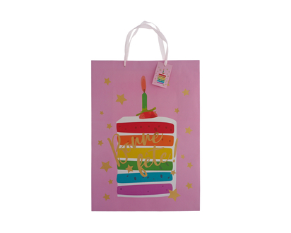 Jumbo Glittered Bonne Fête Gift Bag - 32.7cmx44.5cmx10.2cm