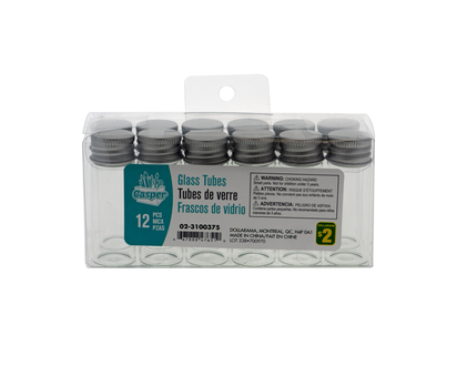 Glass Craft Tubes W/Aluminum Caps, 12pc - 12pcs