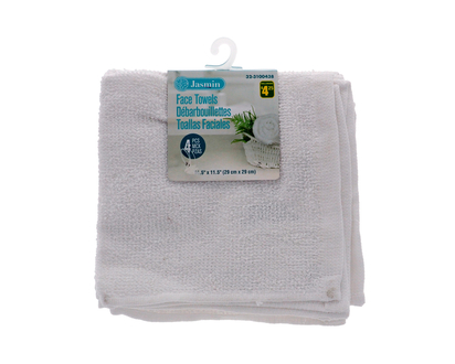 White Cotton Face Cloth Set, 4pc - 4 pk