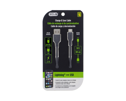 Lightning To Usb Nylon Braidedcable - 10 ft