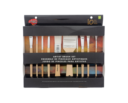 Artist Brush With Wood Handle Set, 10pc - 10pcs