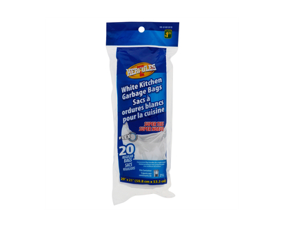 White Kitchen Garbage Bags, 20pc - 20"x21"
