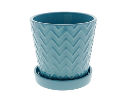 Embossed V Shaped Planter W/ Saucer - 5.75" X 5.75"