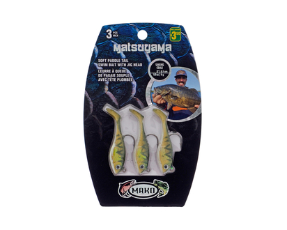 Plastic Paddle Tail With Jig Head, 3pc - 3 pk