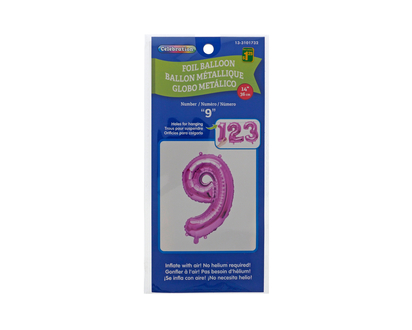 Number "0-9" Mylar Balloon - 14"