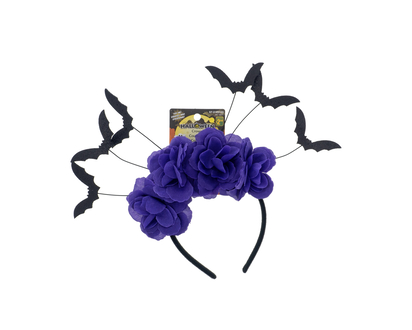 Halloween-Bats And Flower Crown Headband - 29g