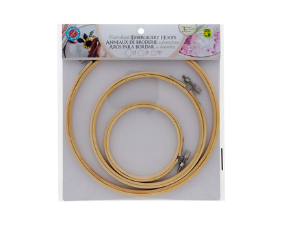 Bamboo Embroidery Hoops, 3pc - 3pk