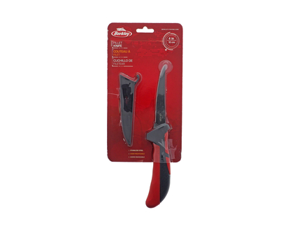 Fillet Knife w/ Sheath, Black or Red - 4" / 10cm