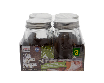 Mini Mason Jars In Window Box, 4pc - 118ML (4 OZ)/4 pk