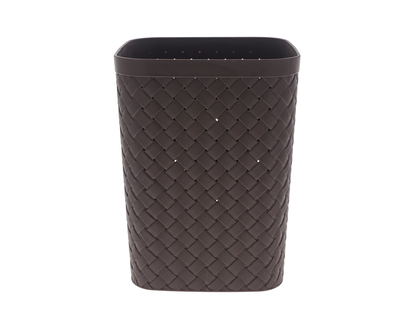 Rattan Look Square Plastic Waste Basket - 7.7"X7.7"X10.2"