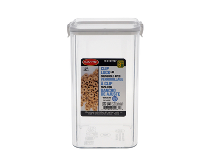 1.3L Square PET Container W/ Lock Lid - 11.4x10.2x18.3cm