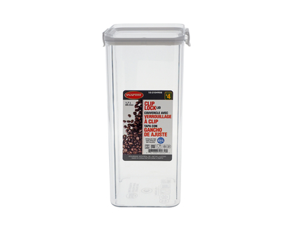 1.7L Square PET Container w/Clip Lid - 11.4x10.2x24.2cm