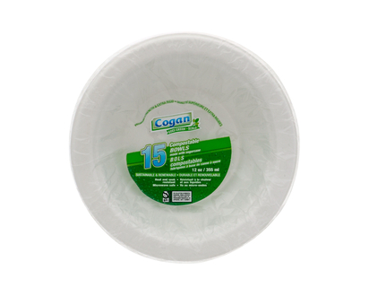 Round Sugarcane Bowls, 15pc - 15pk/355ml
