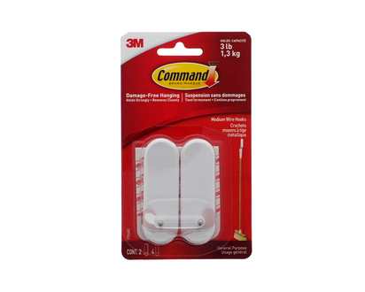 Medium Wire Hooks, 2pc - Holds 3lbs/1.3kg/2pk